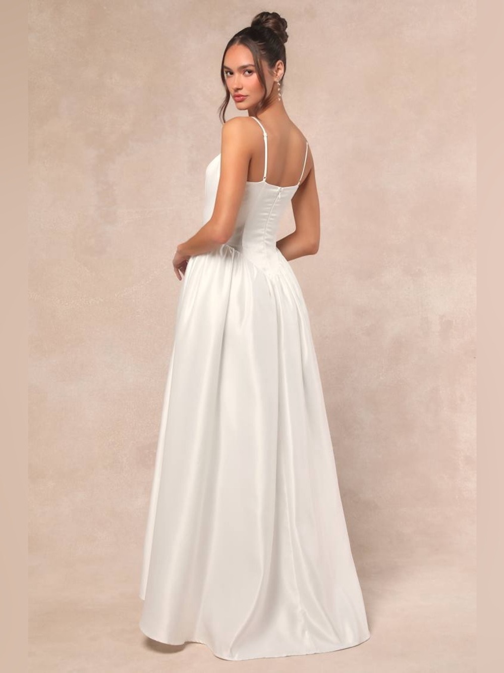 NWT Lulus Arabella White Basque Waist Maxi Dress, Size Medium - Picture 2 of 16